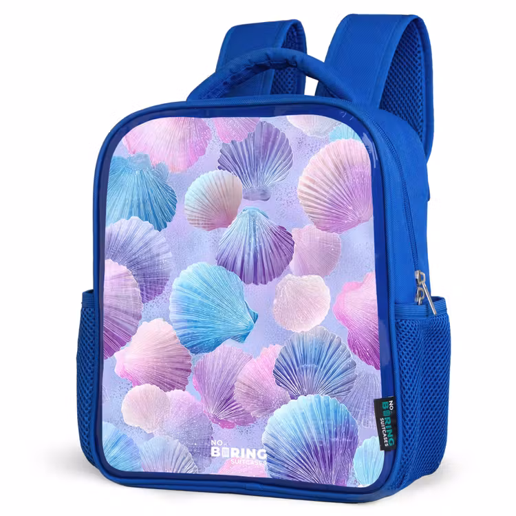 Kids backpack - Blue - Colored shells on a purple background — 3