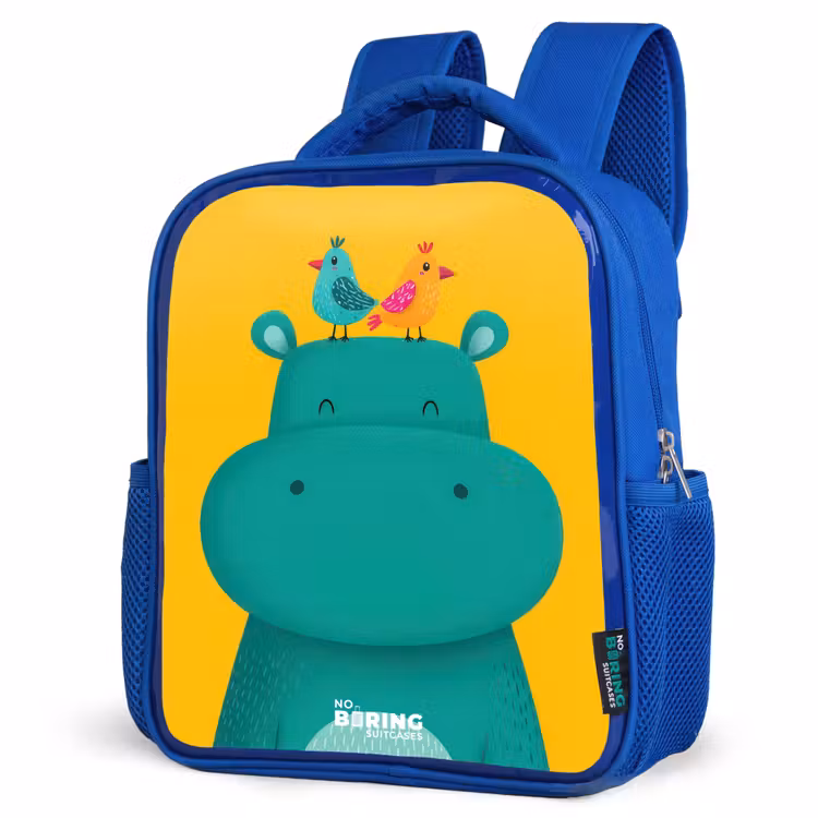 Kids backpack - Blue - Hippo - Birds - Yellow — 3