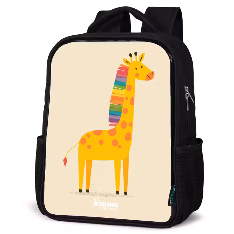 Kids backpack - Black - Giraffe - Animal - Colorful — 4