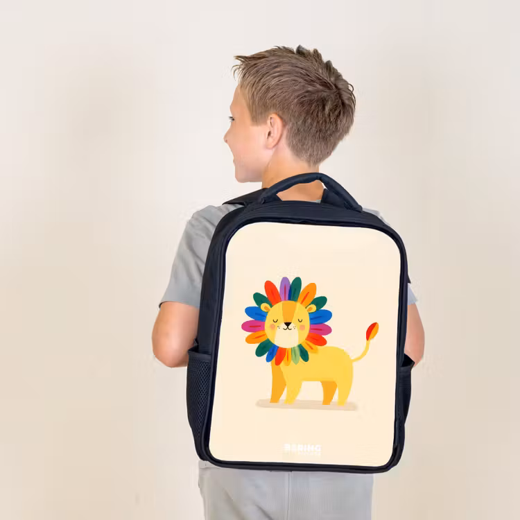 Kids backpack - Black - Lion - Mane - Colorful — 2