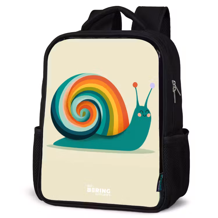 Kids backpack - Black - Snail - Rainbow - Colorful — 4