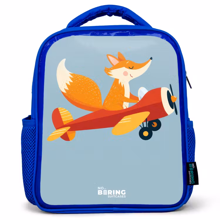 Kids backpack - Blue - Fox - Airplane - Flies — 1