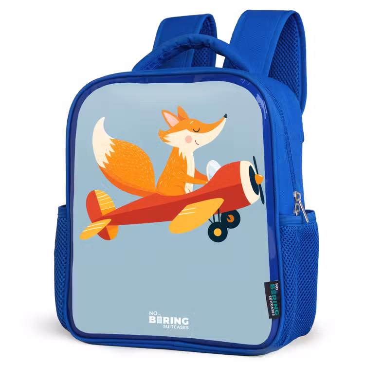 Kids backpack - Blue - Fox - Airplane - Flies — 3