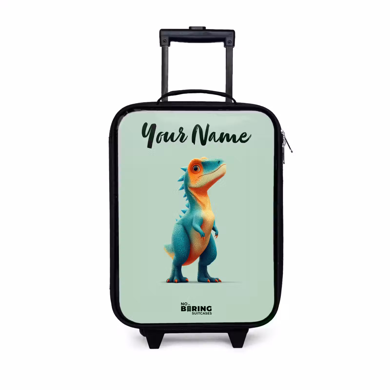 Children's suitcase with name - Dino - Animal - Green - Orange — 1