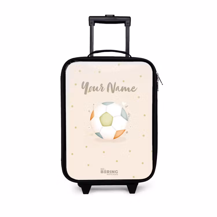 Children's suitcase - Soccer in beige pastel colors — 1