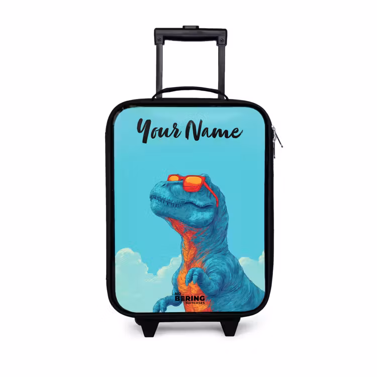 Children's suitcase with name - Dino - Sunglasses - Blue — 1