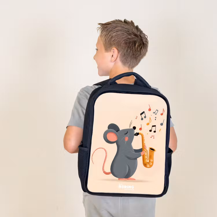 Kids backpack - Black - Mouse - Saxophone - Music — 2