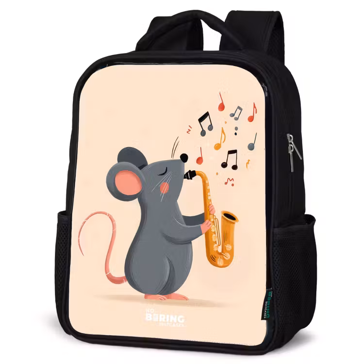 Kids backpack - Black - Mouse - Saxophone - Music — 4