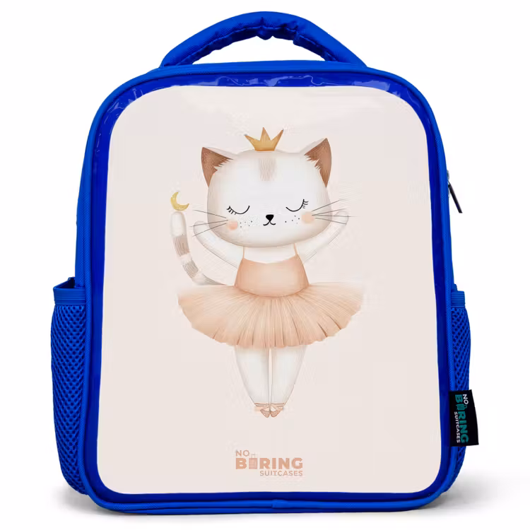 Kids backpack - Blue - Ballerina kitten in beige colors — 1
