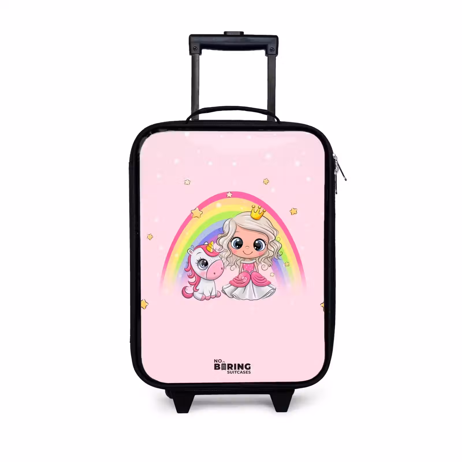 Children's suitcase - Princess and a unicorn at a rainbow pink — 1