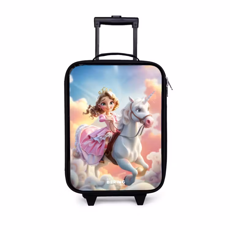 Children's suitcase - Princess with pink dress on white unicorn — 1