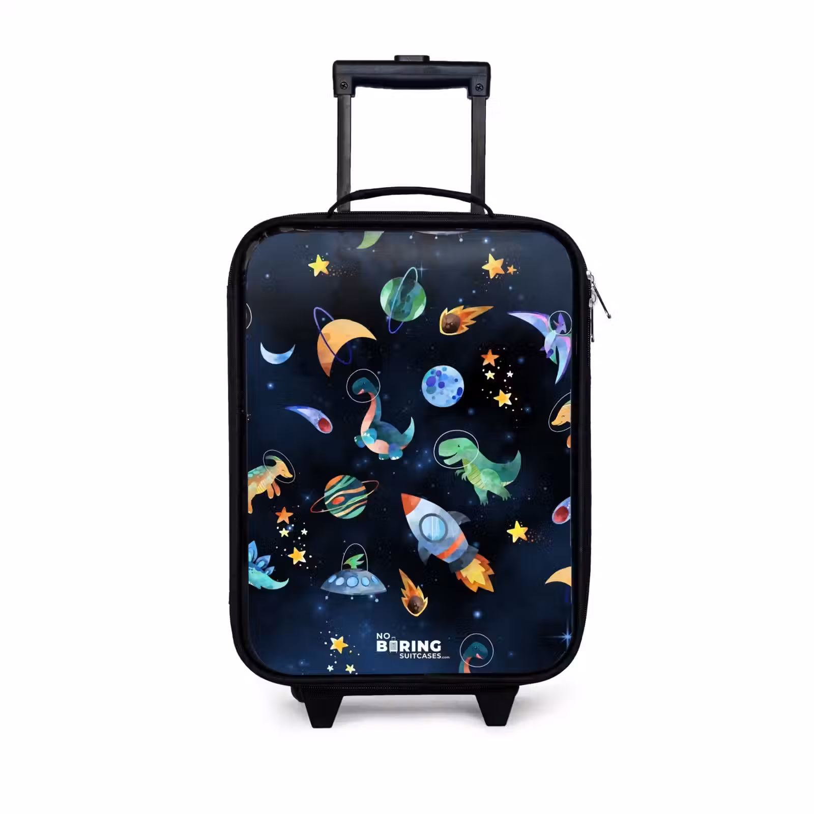 Children's suitcase - Dinosaurs and planets on a dark background — 1