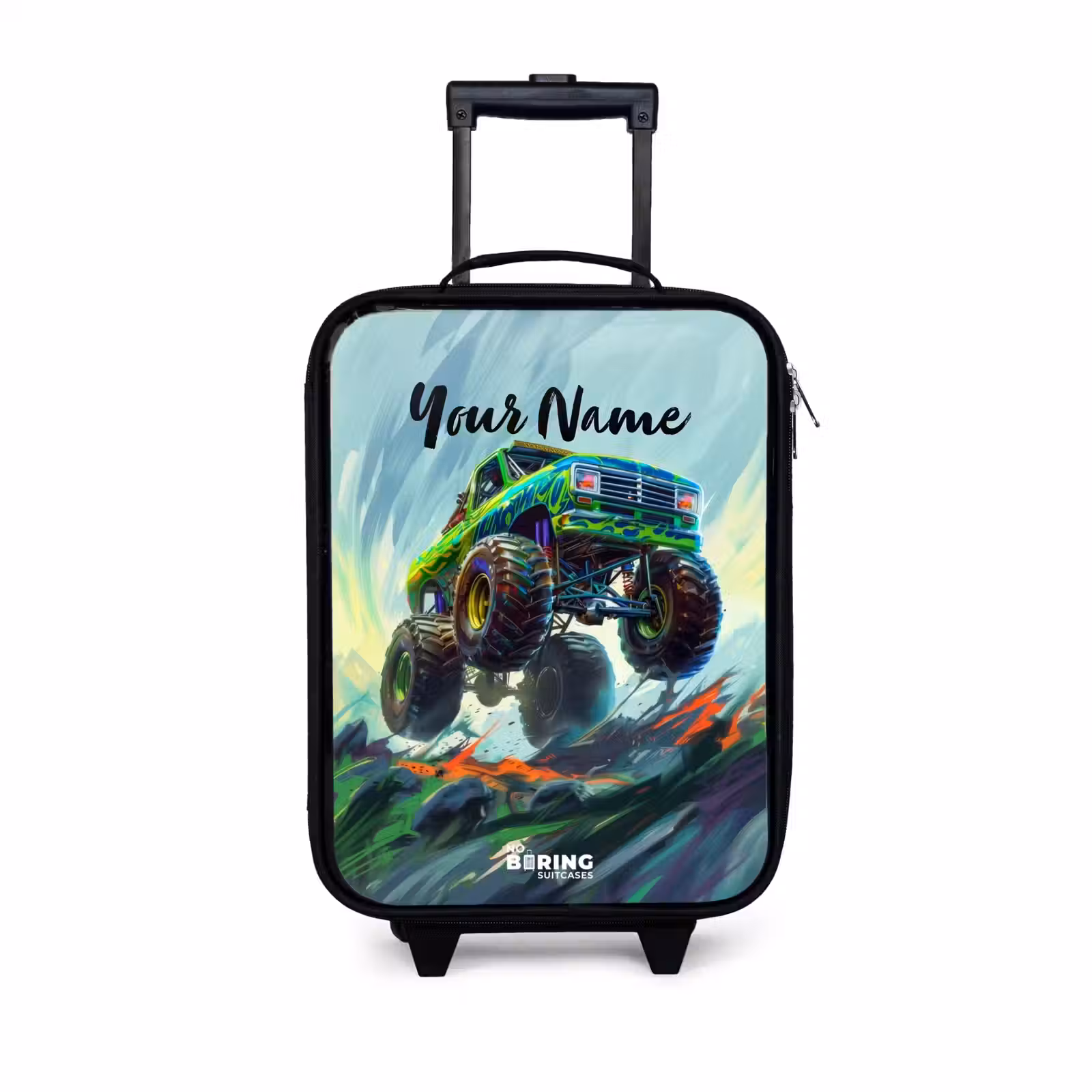 Children's suitcase - Green Monster Truck with Brushstrokes — 1