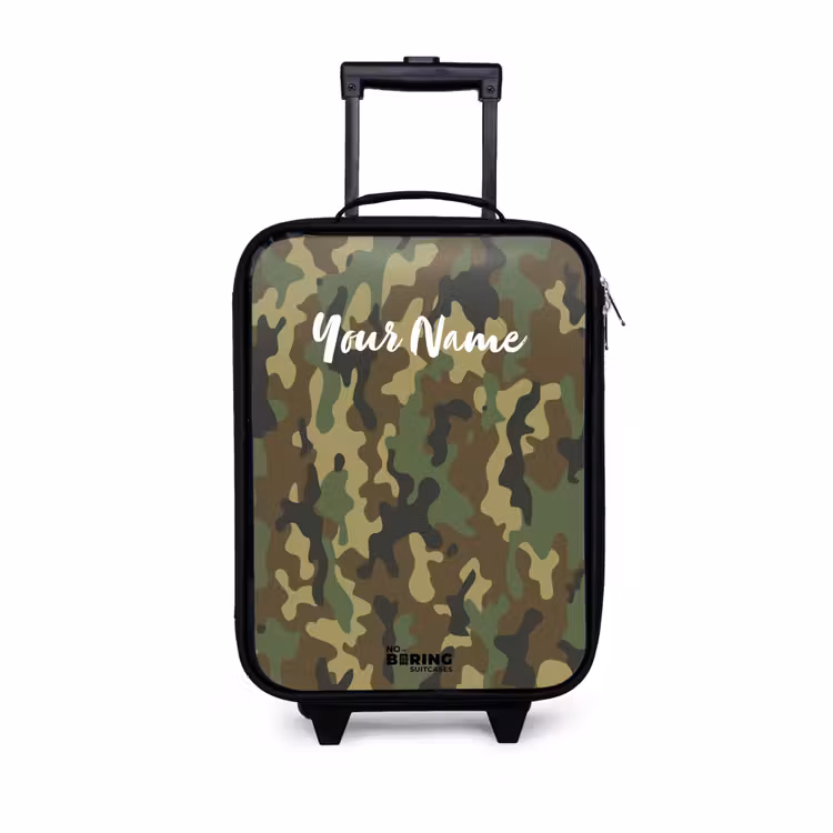 Children's suitcase - Green camouflage with sand color — 1