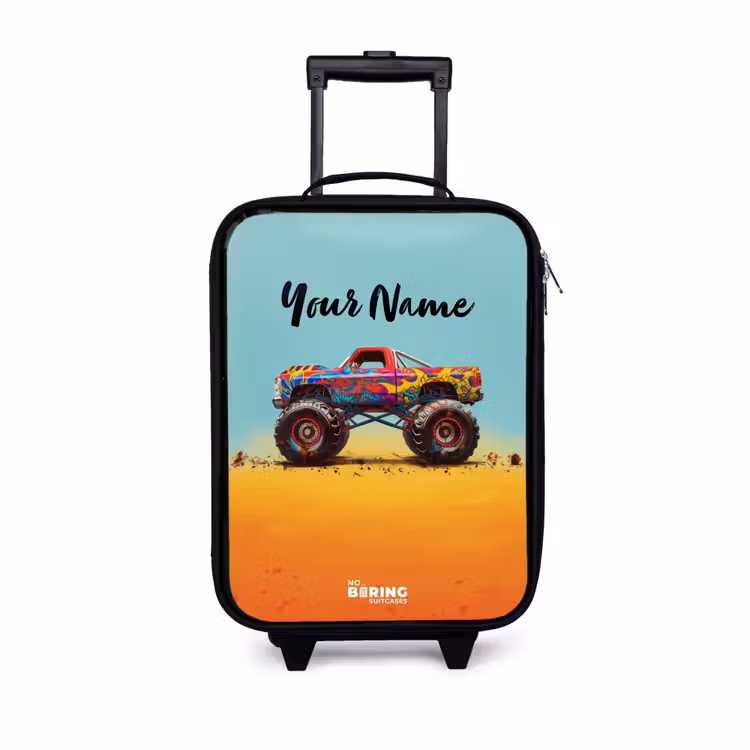 Children's suitcase - Monster Truck with Graffiti Print in the Sand — 1