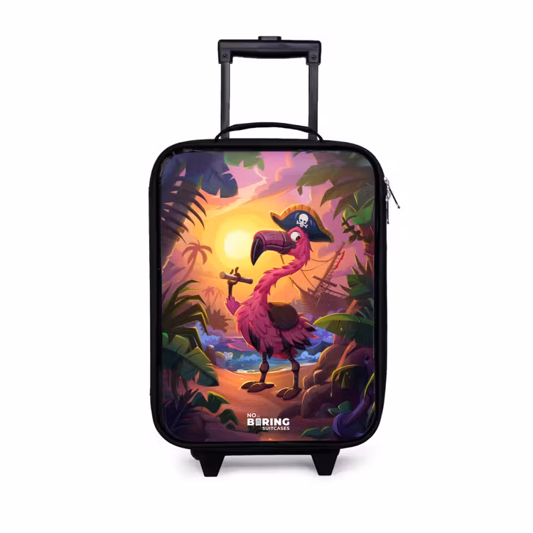 Children's suitcase - Pirate flamingo on a tropical pad — 1