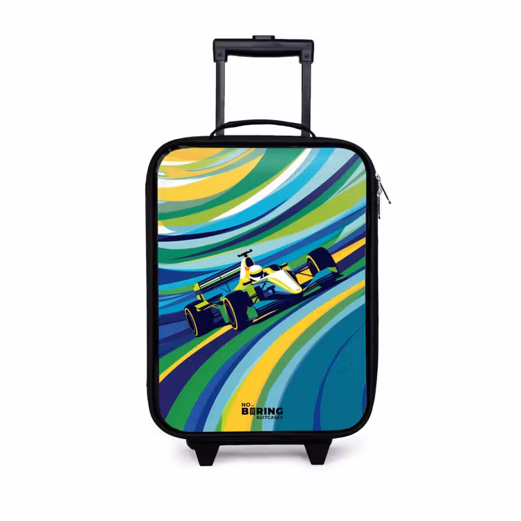 Children's suitcase - Race car on striped background — 1