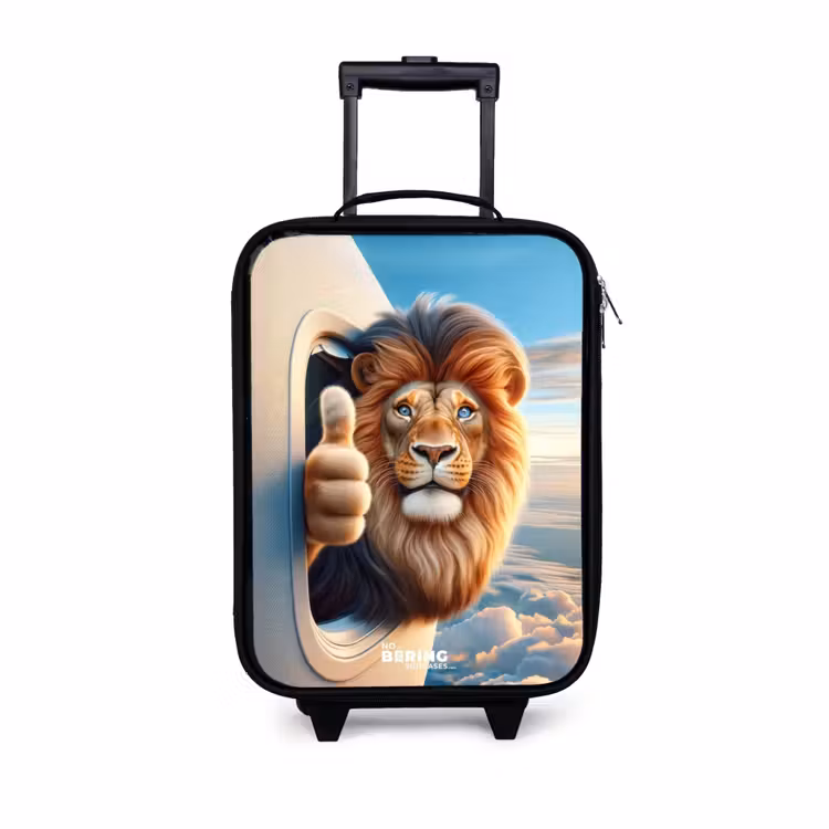 Children's suitcase - Lion out an airplane window with his thumb up — 1