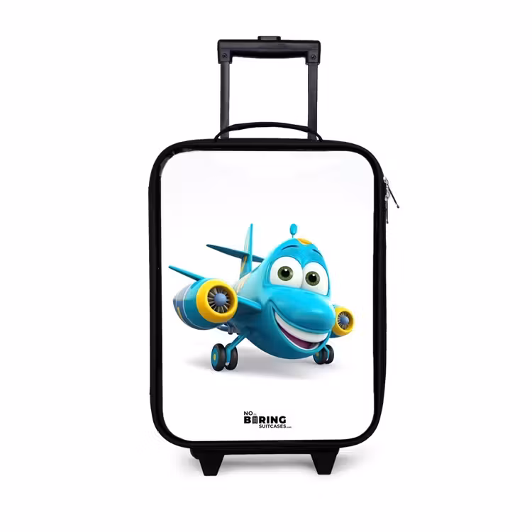 Children's suitcase - Blue airplane with smiling face — 1