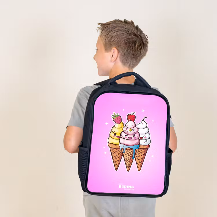 Kids backpack - Black - Melting swirls — 2