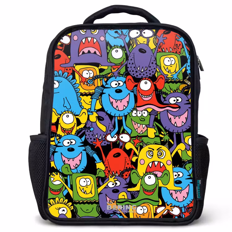 Kids backpack - Black - Monsters with Bright Colors — 1