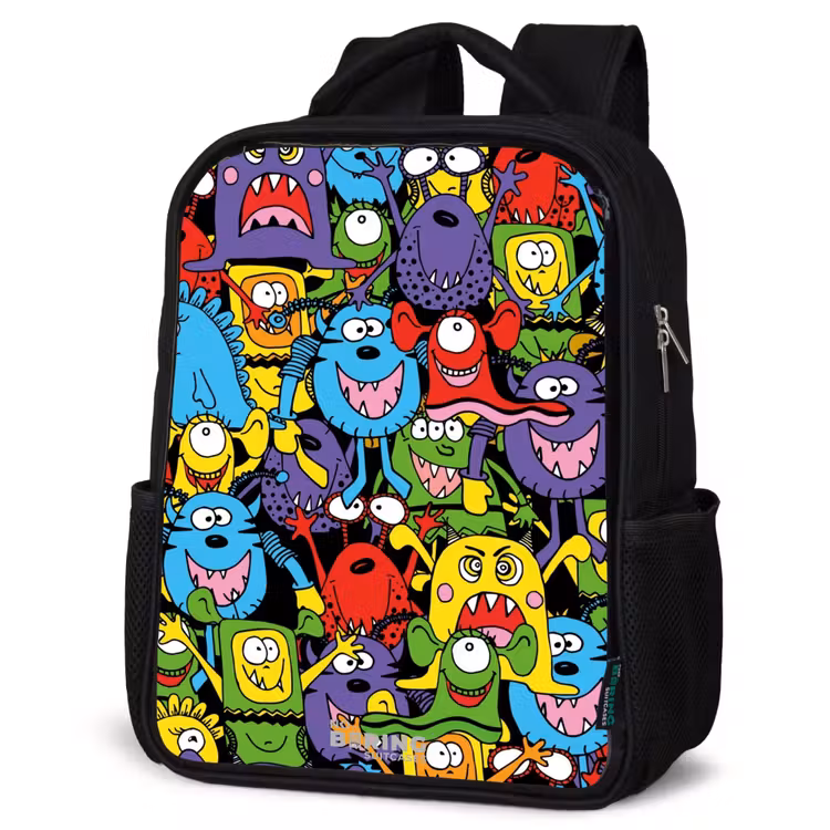 Kids backpack - Black - Monsters with Bright Colors — 4