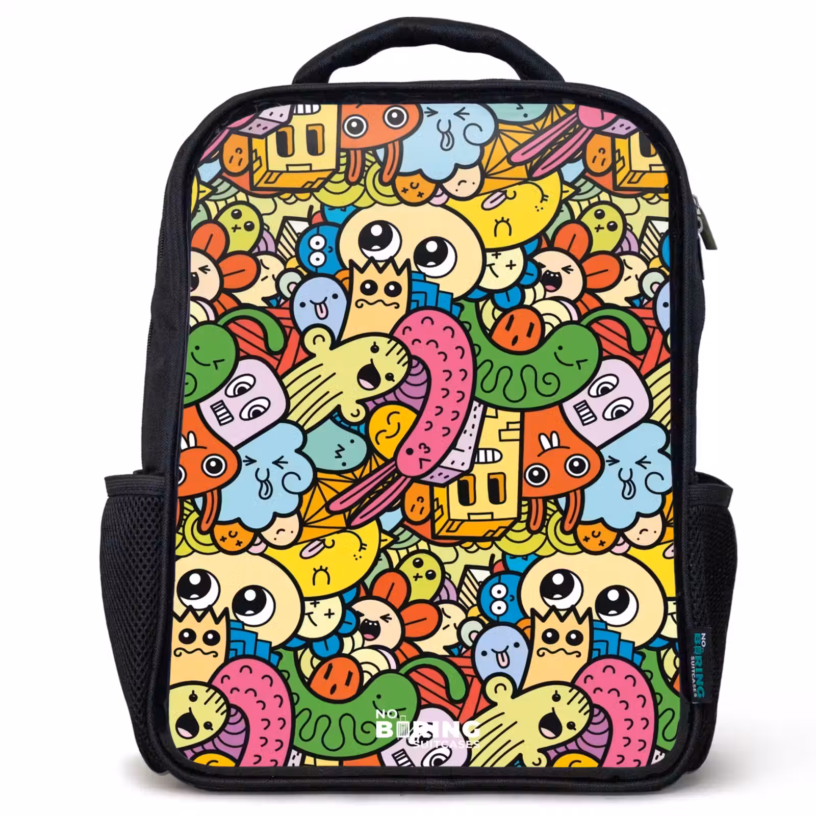 Kids backpack - Black - Fantasy animals that laugh and are colorful — 1