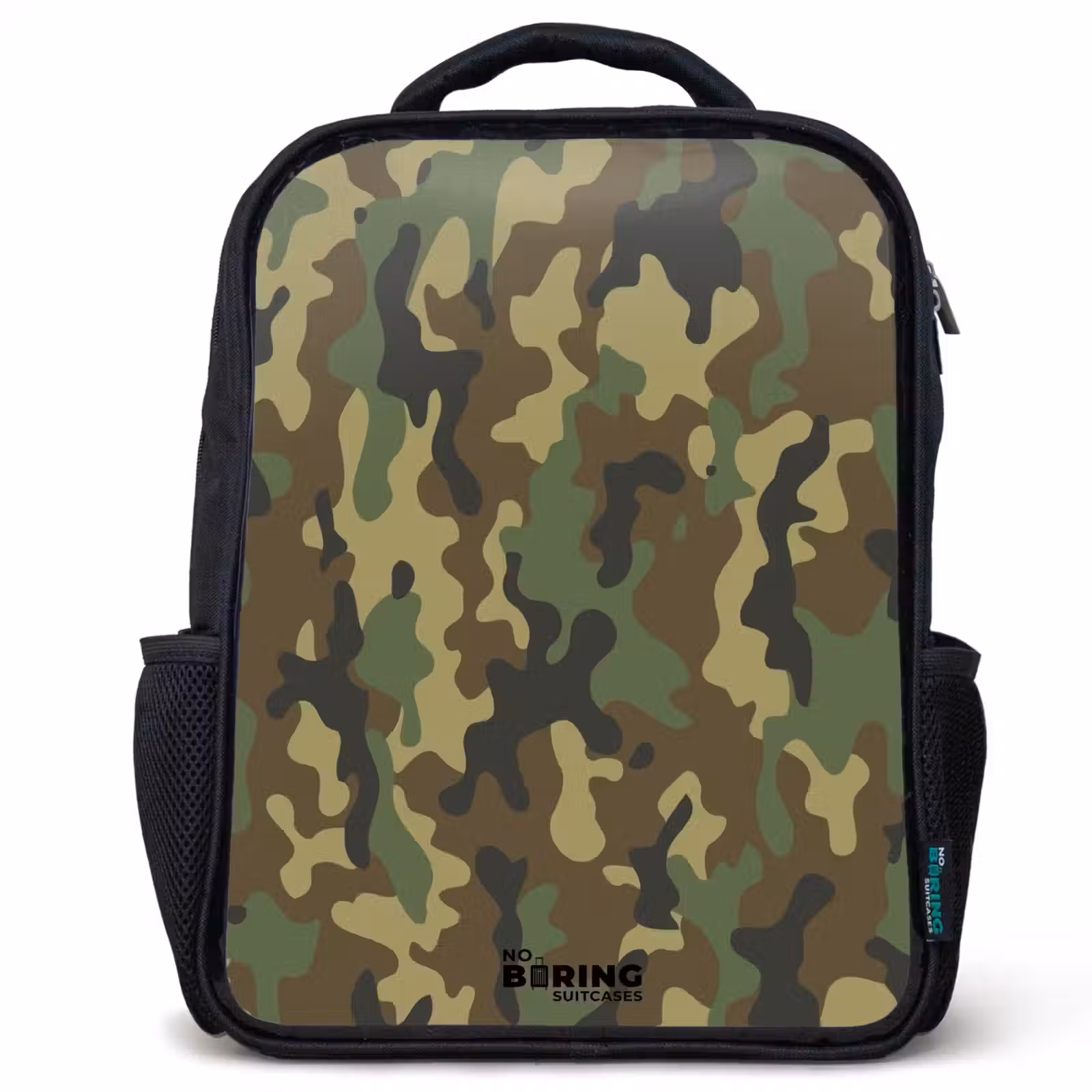Kids backpack - Black - Green camouflage with sand color — 1