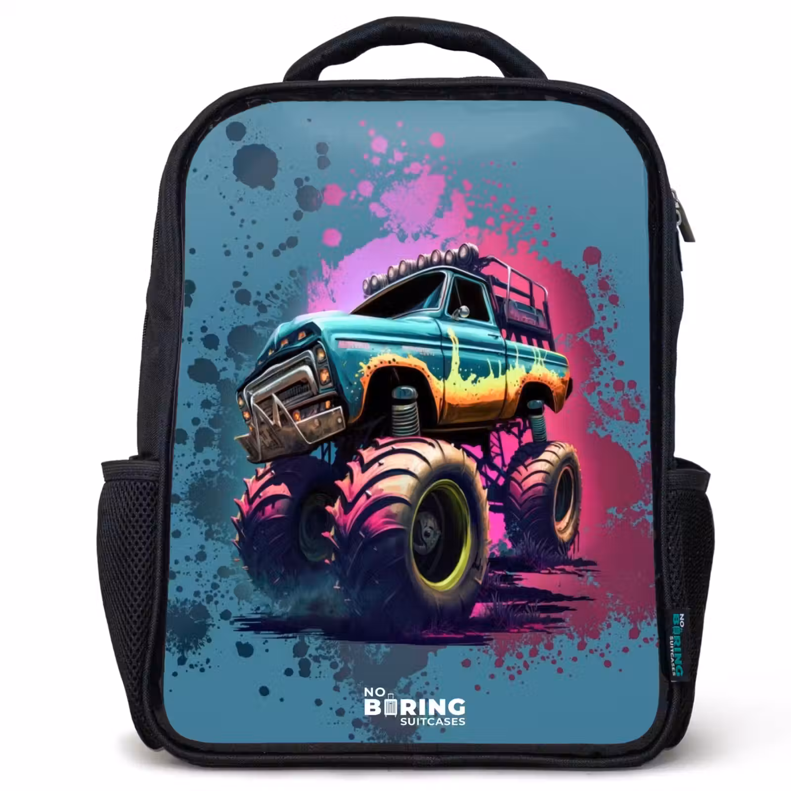Kids backpack - Black - Monster Wheels — 1