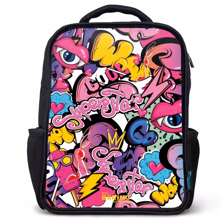 Kids backpack - Black - Girly graffiti — 1