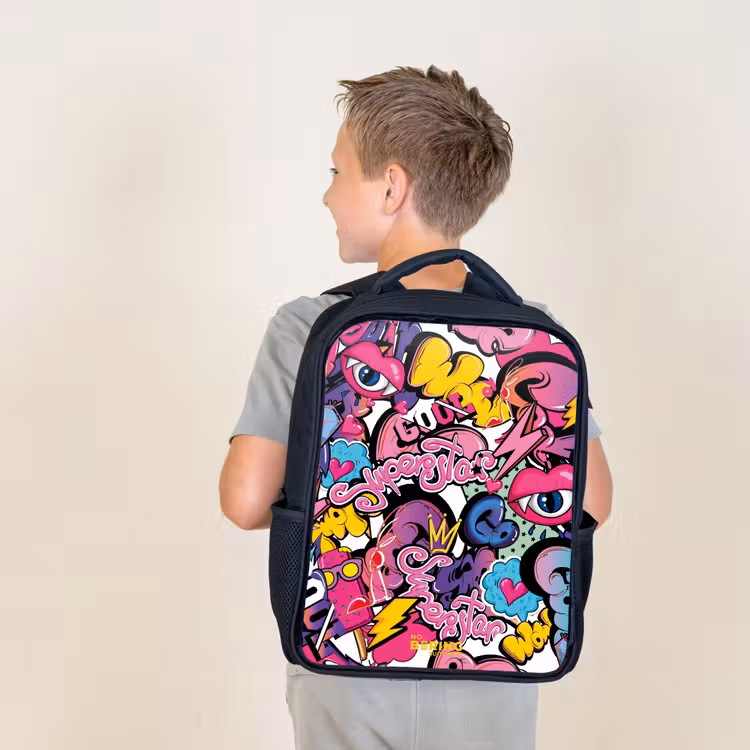 Kids backpack - Black - Girly graffiti — 2