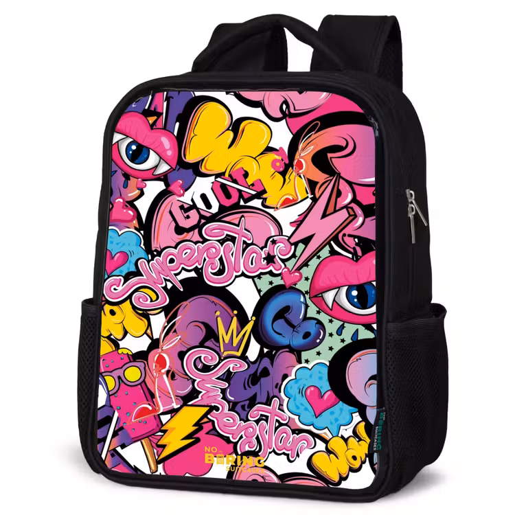 Kids backpack - Black - Girly graffiti — 4