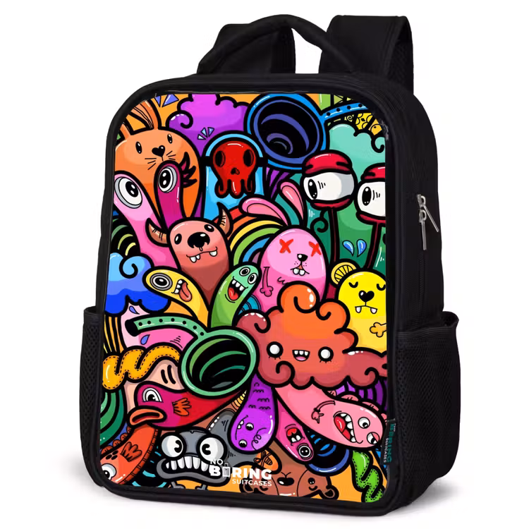 Kids backpack - Black - Merry monster chaos — 4