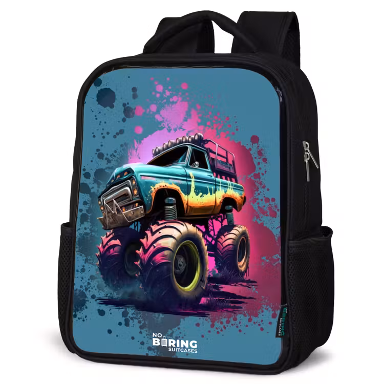 Kids backpack - Black - Monster Wheels — 4