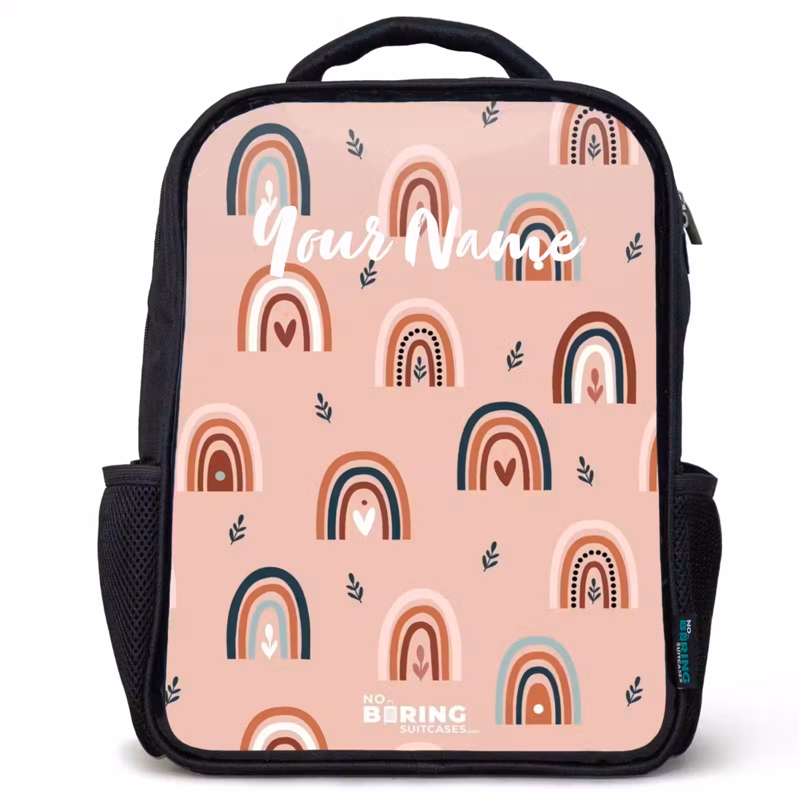 Kids backpack - Black - Pink rainbows pattern — 1