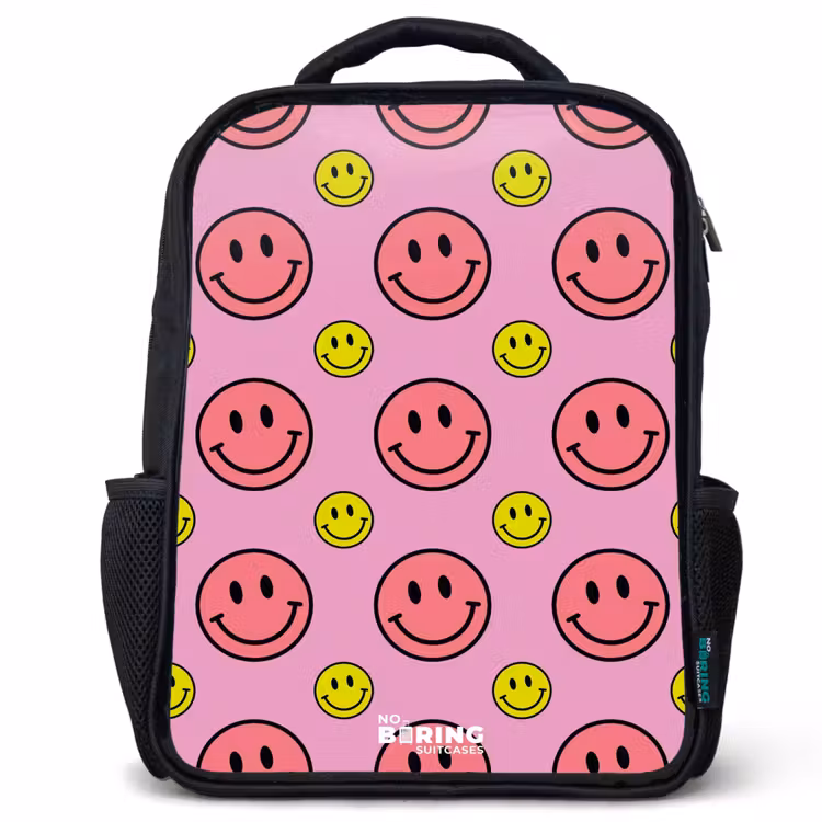 Kids backpack - Black - All smiles pink — 1