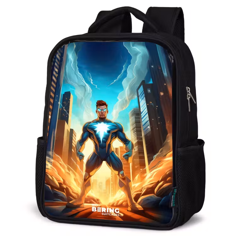 Kids backpack - Black - City superhero — 4