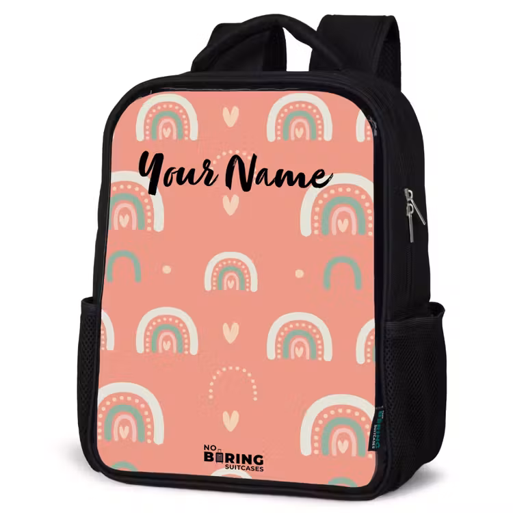 Kids backpack - Black - Coral color arcs — 4