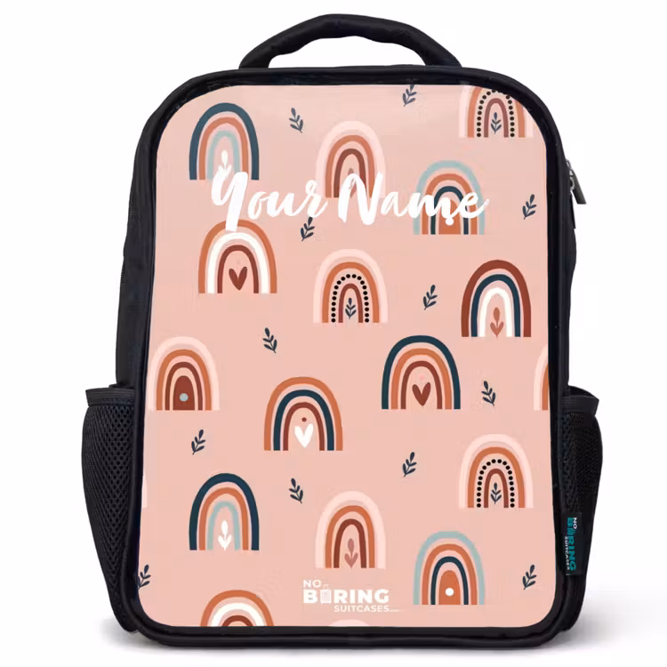 Kids backpack - Black - Pink rainbows pattern — 1