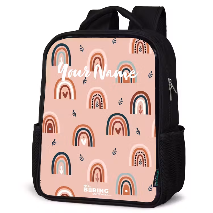 Kids backpack - Black - Pink rainbows pattern — 4