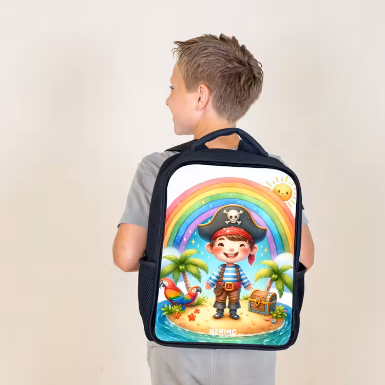 Kids backpack - Black - Pirate on an island with treasure — 2