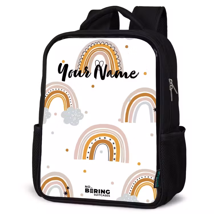 Kids backpack - Black - Rainbows pattern in soft colors — 4