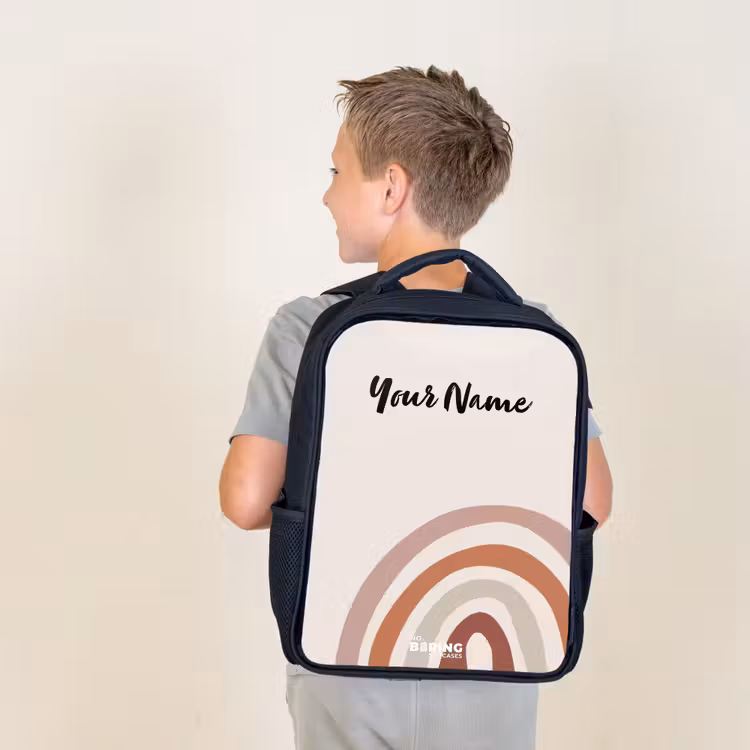 Kids backpack - Black - Raw rainbow natural — 2