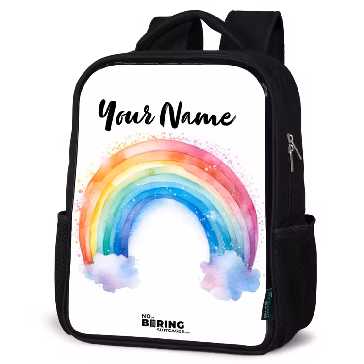 Kids backpack - Black - Watercolor rainbow — 4