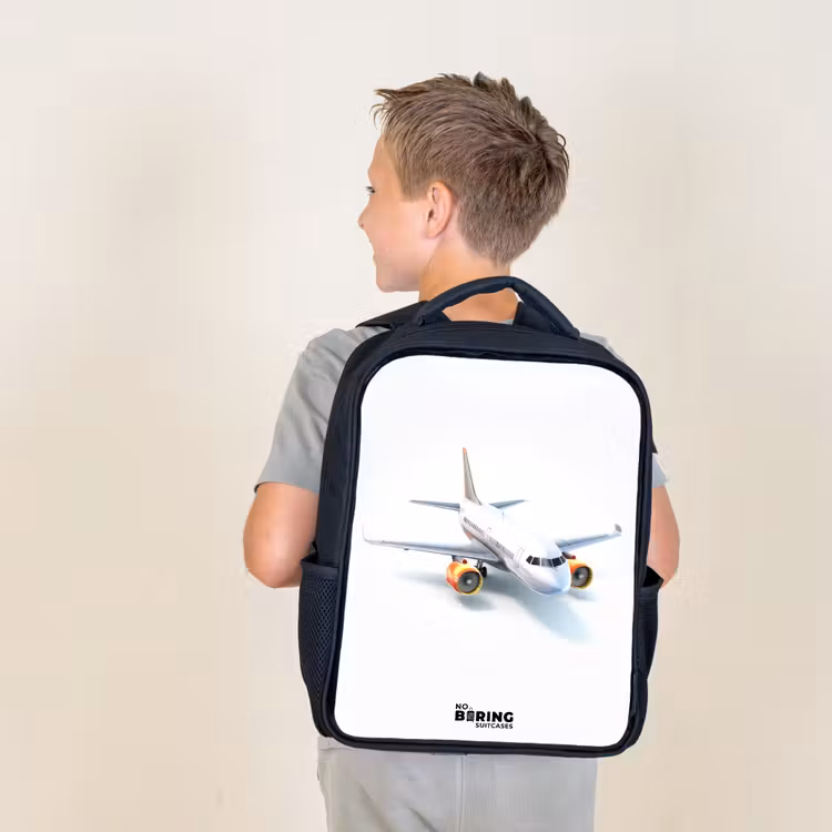 Kids backpack - Black - White whirlwind — 2