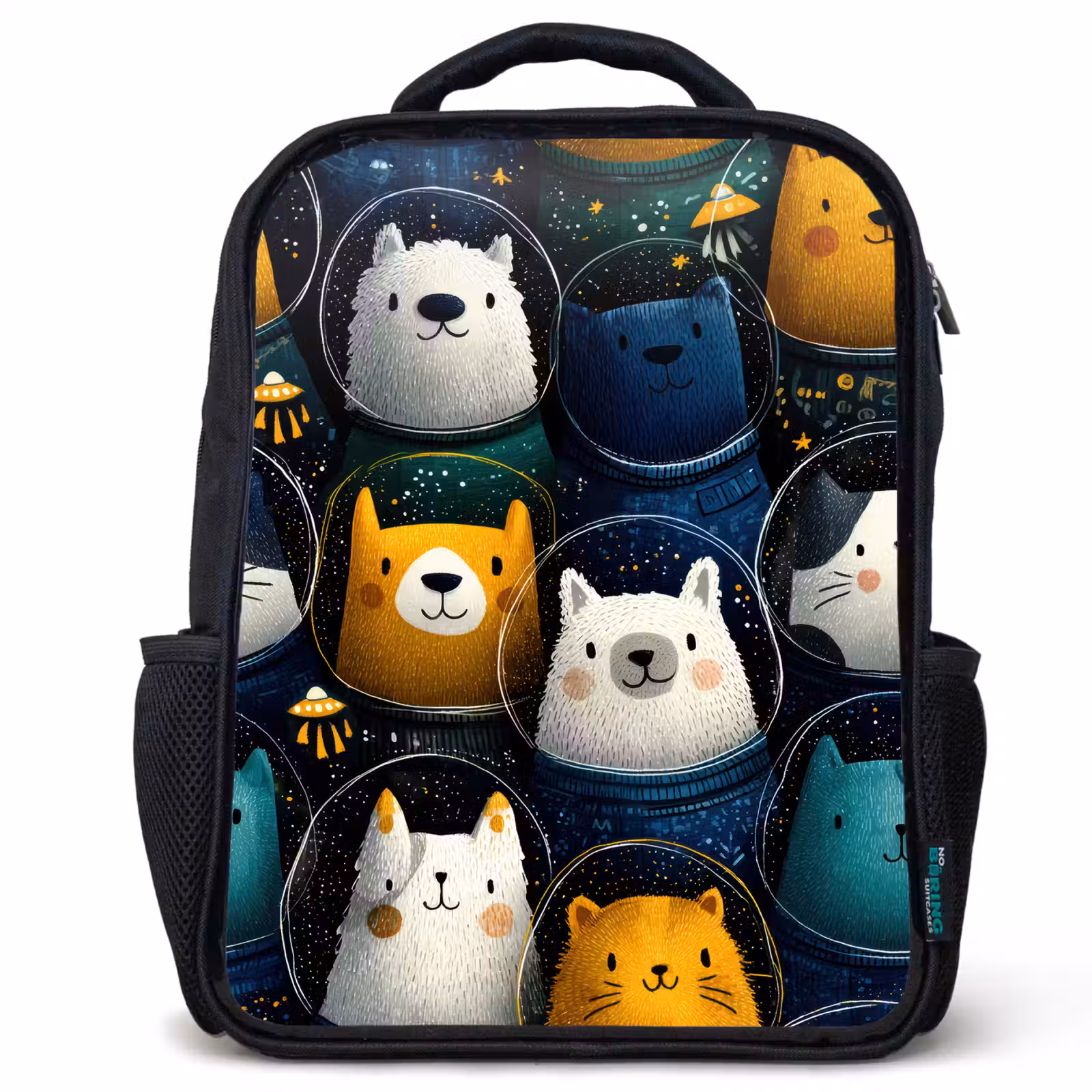 Kids backpack - Black - Animals - Space suits - Stars — 1