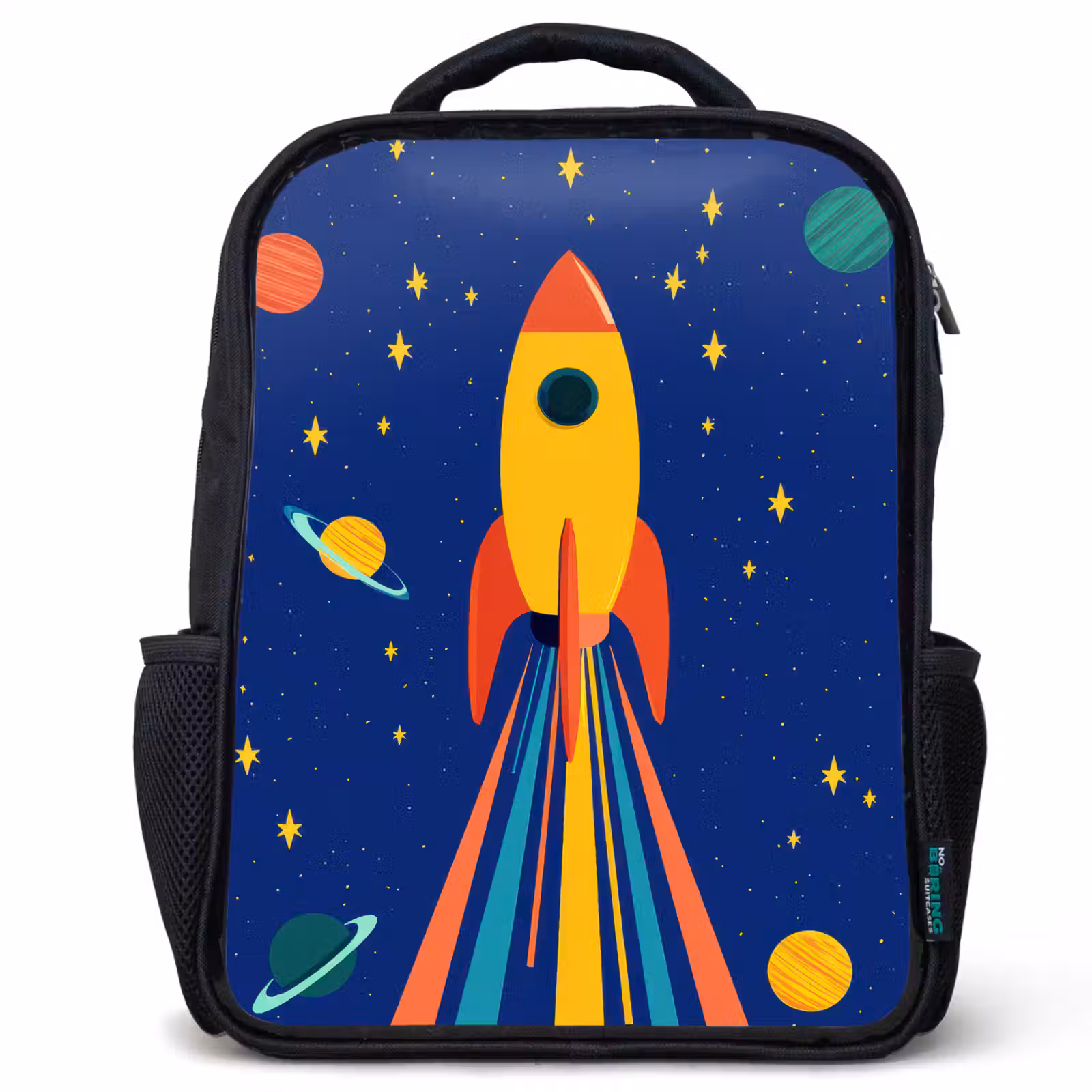 Kids backpack - Black - Colorful - Rocket - Space — 1