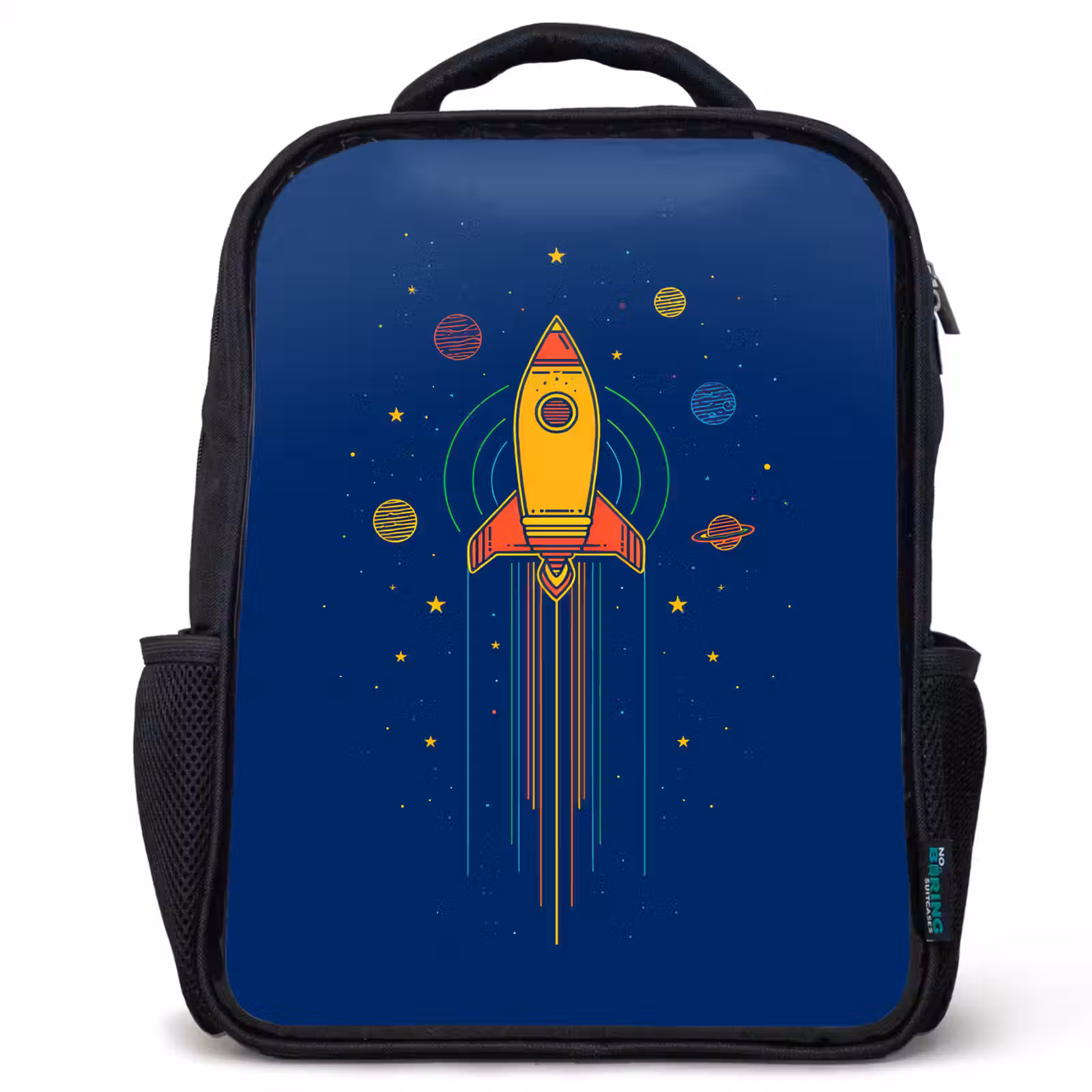 Kids backpack - Black - Rocket - Blue - Stars — 1