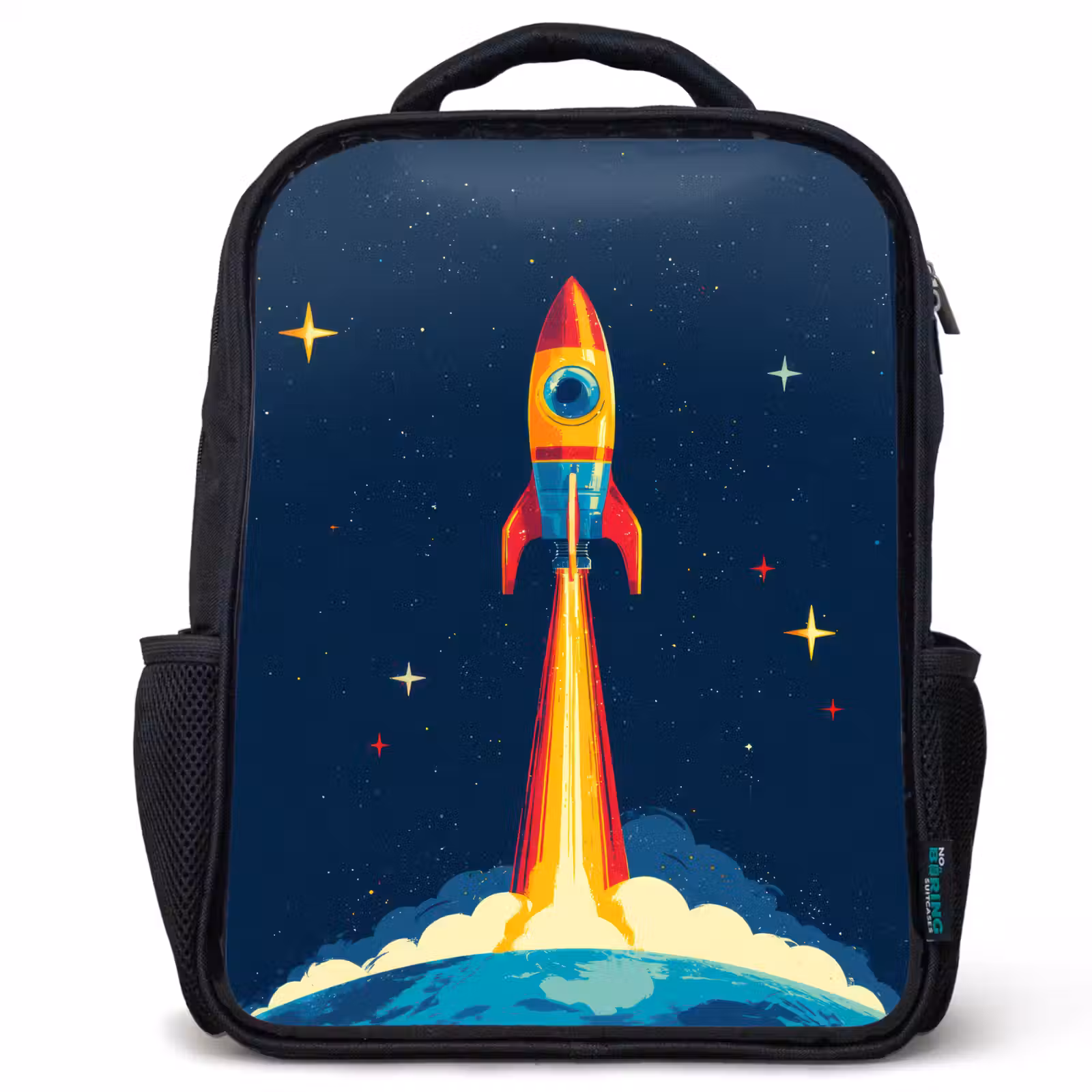 Kids backpack - Black - Rocket - Smoke clouds - Space — 1