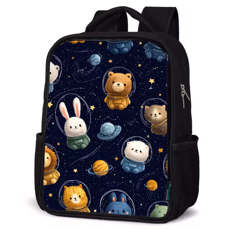 Kids backpack - Black - Animals - Starry Sky - Space — 4